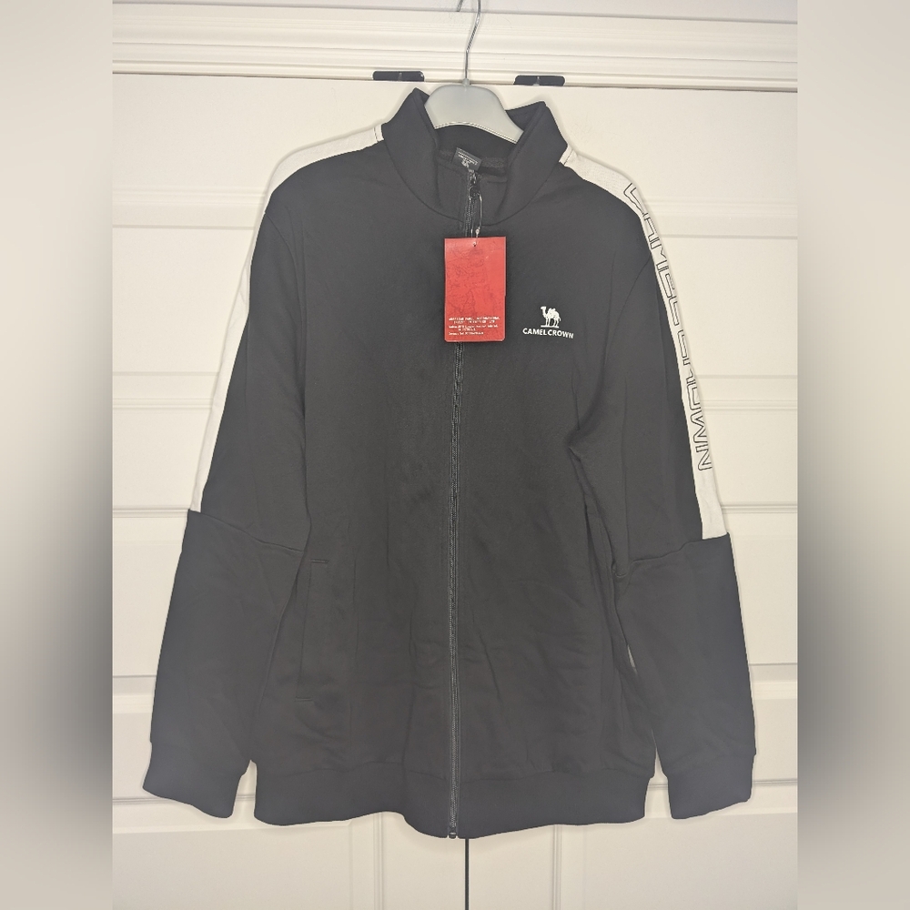 NWT Camel Crown XXXL Mens Black Jacket Zipper Long Sleeve